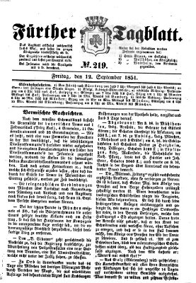 Fürther Tagblatt Freitag 12. September 1851