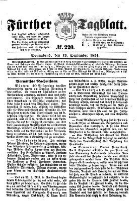 Fürther Tagblatt Samstag 13. September 1851