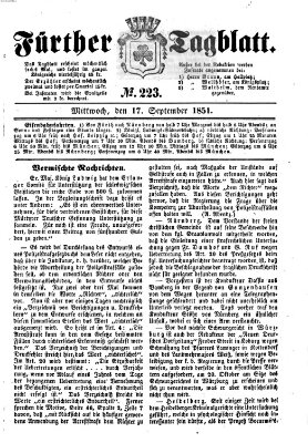 Fürther Tagblatt Mittwoch 17. September 1851