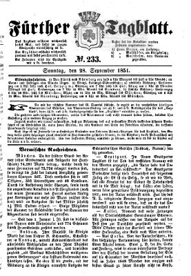 Fürther Tagblatt Sonntag 28. September 1851