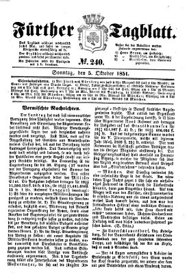 Fürther Tagblatt Sonntag 5. Oktober 1851