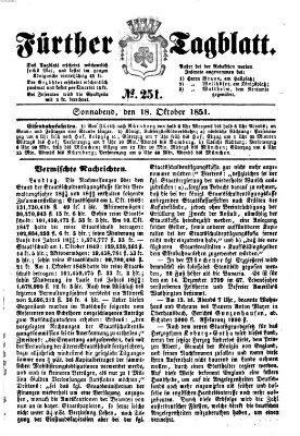 Fürther Tagblatt Samstag 18. Oktober 1851