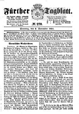 Fürther Tagblatt Sonntag 9. November 1851