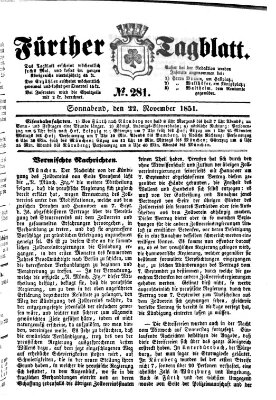 Fürther Tagblatt Samstag 22. November 1851