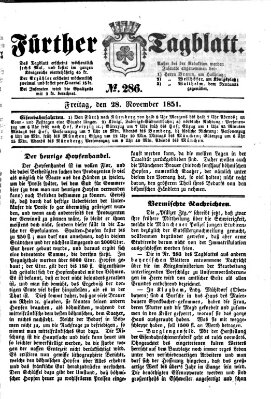 Fürther Tagblatt Freitag 28. November 1851