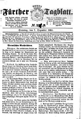 Fürther Tagblatt Sonntag 7. Dezember 1851