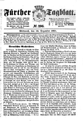 Fürther Tagblatt Mittwoch 10. Dezember 1851