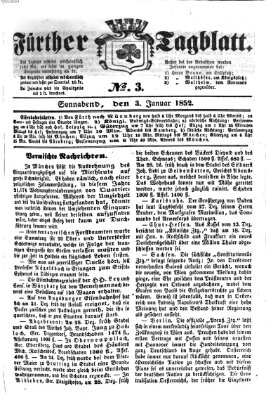 Fürther Tagblatt Samstag 3. Januar 1852