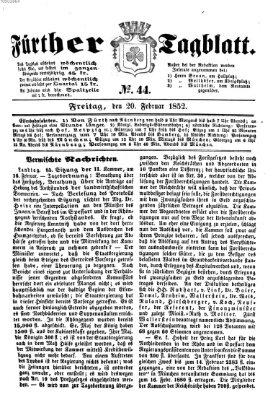 Fürther Tagblatt Freitag 20. Februar 1852