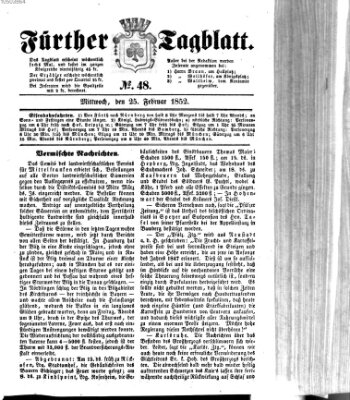 Fürther Tagblatt Mittwoch 25. Februar 1852