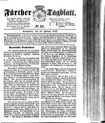 Fürther Tagblatt Samstag 28. Februar 1852