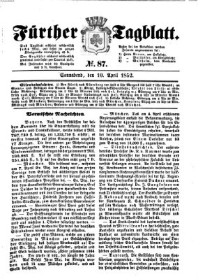 Fürther Tagblatt Samstag 10. April 1852