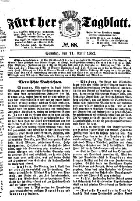 Fürther Tagblatt Sonntag 11. April 1852