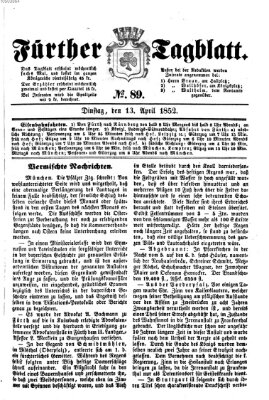 Fürther Tagblatt Dienstag 13. April 1852