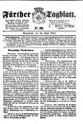 Fürther Tagblatt Samstag 24. April 1852