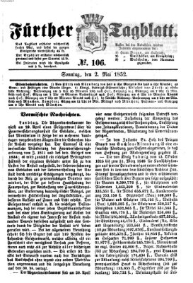 Fürther Tagblatt Sonntag 2. Mai 1852