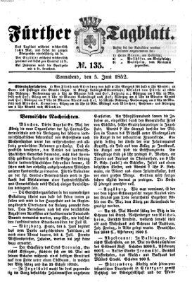 Fürther Tagblatt Samstag 5. Juni 1852