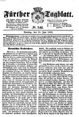 Fürther Tagblatt Sonntag 13. Juni 1852