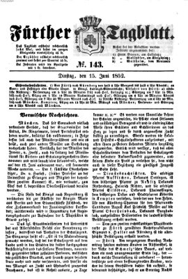 Fürther Tagblatt Dienstag 15. Juni 1852