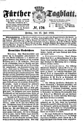 Fürther Tagblatt Freitag 16. Juli 1852