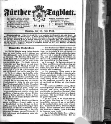 Fürther Tagblatt Sonntag 18. Juli 1852