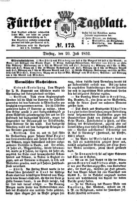 Fürther Tagblatt Dienstag 20. Juli 1852