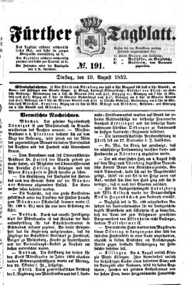 Fürther Tagblatt Dienstag 10. August 1852