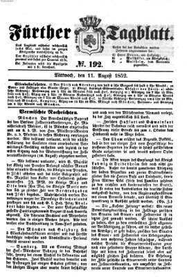 Fürther Tagblatt Mittwoch 11. August 1852