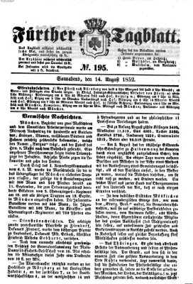 Fürther Tagblatt Samstag 14. August 1852