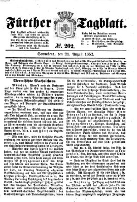 Fürther Tagblatt Samstag 21. August 1852