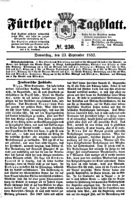 Fürther Tagblatt Donnerstag 23. September 1852