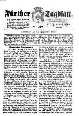 Fürther Tagblatt Samstag 25. September 1852