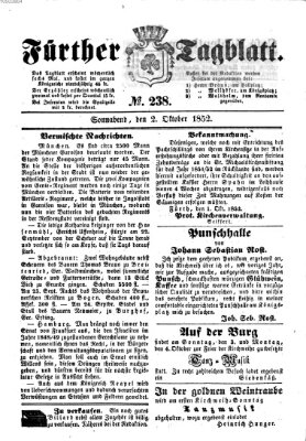 Fürther Tagblatt Samstag 2. Oktober 1852