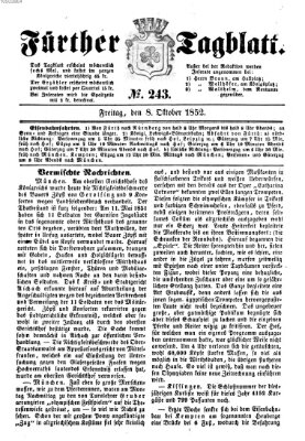 Fürther Tagblatt Freitag 8. Oktober 1852