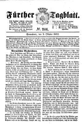 Fürther Tagblatt Samstag 9. Oktober 1852