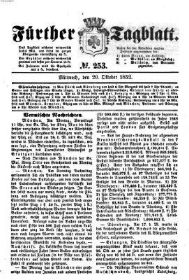 Fürther Tagblatt Mittwoch 20. Oktober 1852