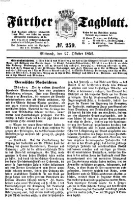 Fürther Tagblatt Mittwoch 27. Oktober 1852