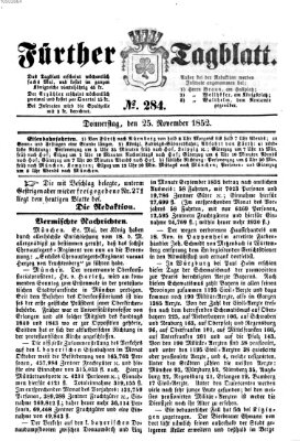 Fürther Tagblatt Donnerstag 25. November 1852