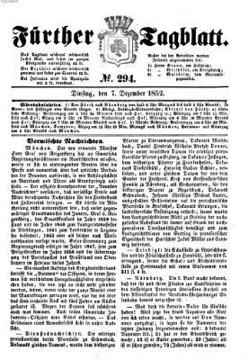 Fürther Tagblatt Dienstag 7. Dezember 1852