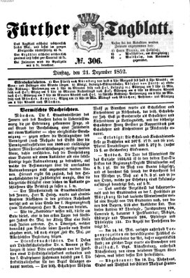 Fürther Tagblatt Dienstag 21. Dezember 1852