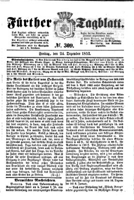 Fürther Tagblatt Freitag 24. Dezember 1852