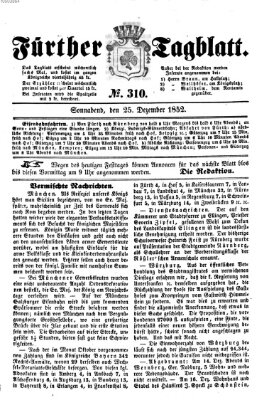 Fürther Tagblatt Samstag 25. Dezember 1852