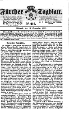 Fürther Tagblatt Mittwoch 14. September 1853