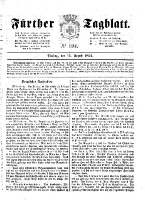 Fürther Tagblatt Dienstag 15. August 1854