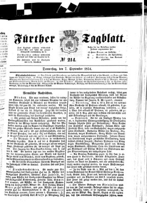 Fürther Tagblatt Donnerstag 7. September 1854