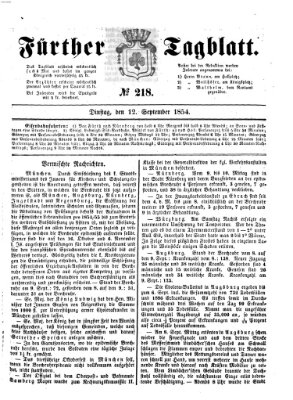 Fürther Tagblatt Dienstag 12. September 1854