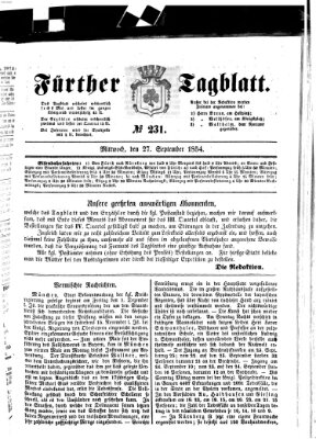 Fürther Tagblatt Mittwoch 27. September 1854