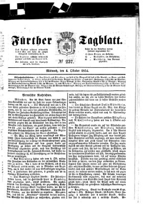 Fürther Tagblatt Mittwoch 4. Oktober 1854