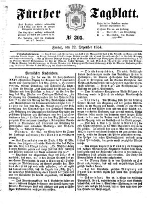 Fürther Tagblatt Freitag 22. Dezember 1854