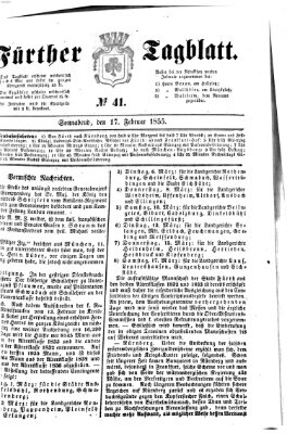 Fürther Tagblatt Samstag 17. Februar 1855